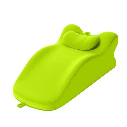 Ergonomic Spinal Posture Support Pillow - Memory Foam in bright green with contoured design and detachable headrest for back and lumbar support.