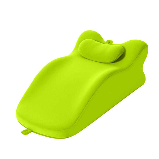 Ergonomic Spinal Posture Support Pillow - Memory Foam in bright green with contoured design and detachable headrest for back and lumbar support.