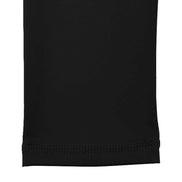 Close-up of MLNshops MT20 black yoga leggings hem, highlighting durable stitching and flexible fabric for activewear durability.