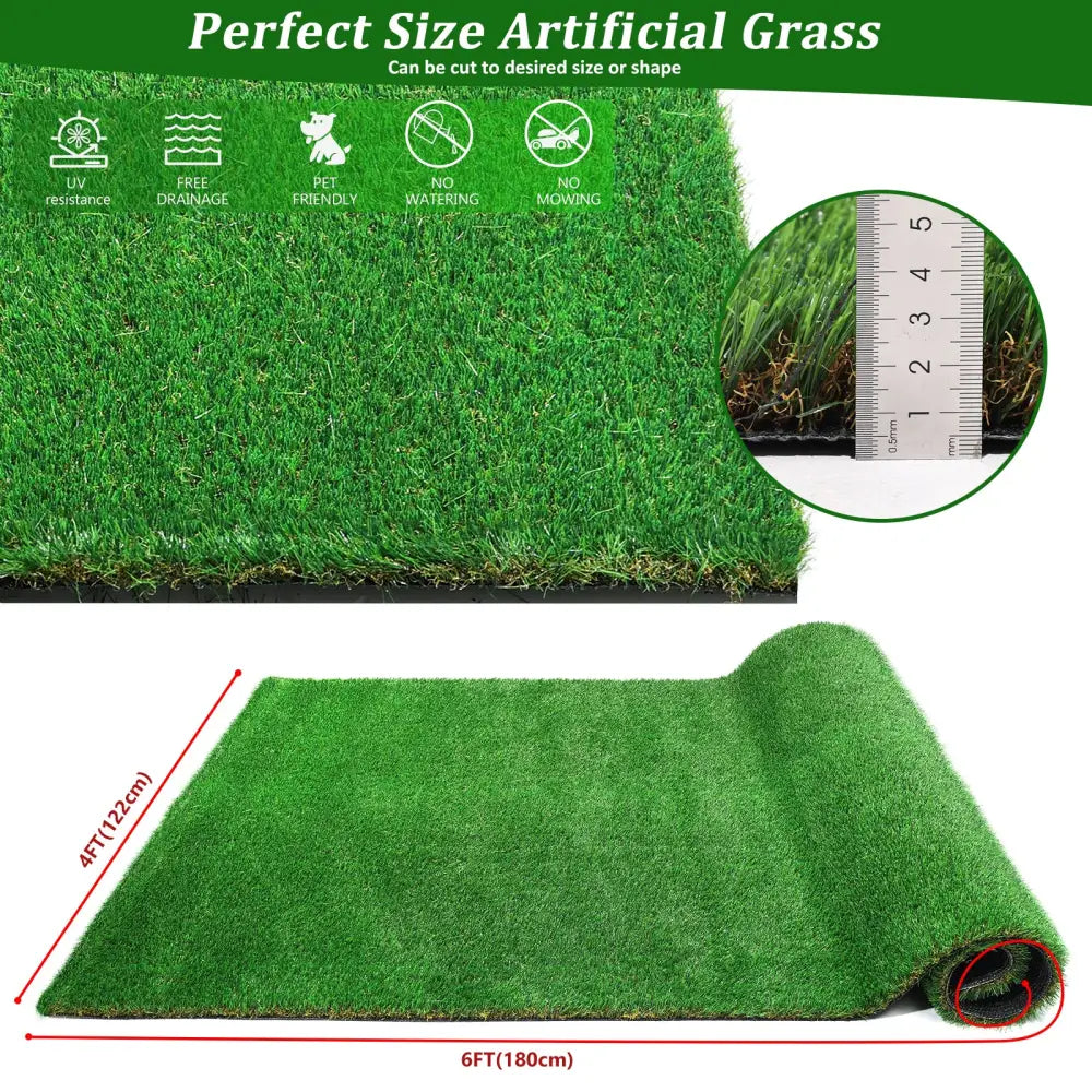 4FTX6FT Outdoor Artificial Grass Runner Rug, Thick Realistic Fake Grass Roll Decor Patio Balcony Garden Lawn, Dog Pets Turf Drain Mat, 1.38" Pile Height MLNshops]