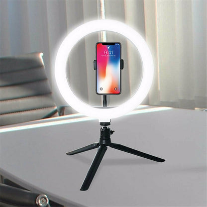 4in1 Dimmable USB LED Ring Light Mirror Tripod Stand Phone Holder Fr Live Makeup