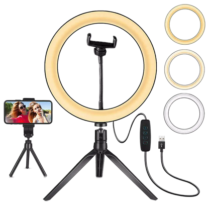 4in1 Dimmable USB LED Ring Light Mirror Tripod Stand Phone Holder Fr Live Makeup MLNshops]