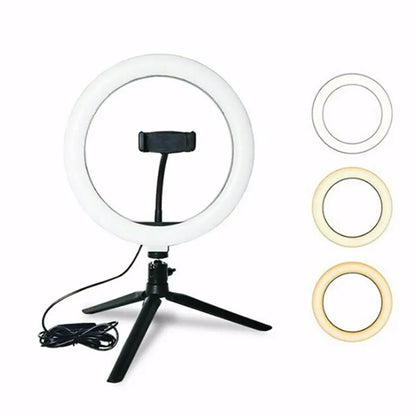 4in1 Dimmable USB LED Ring Light Mirror Tripod Stand Phone Holder Fr Live Makeup MLNshops]