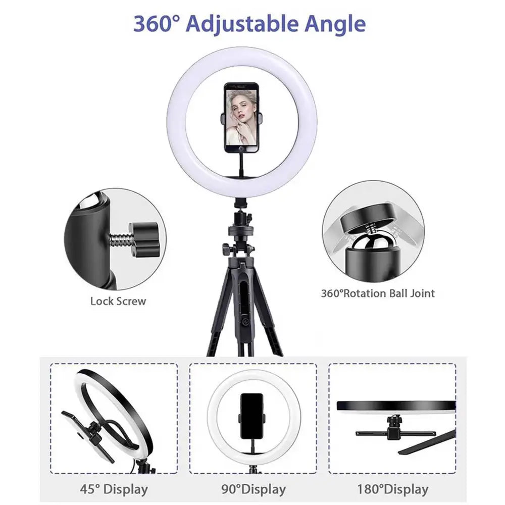 4in1 Dimmable USB LED Ring Light Mirror Tripod Stand Phone Holder Fr Live Makeup MLNshops]