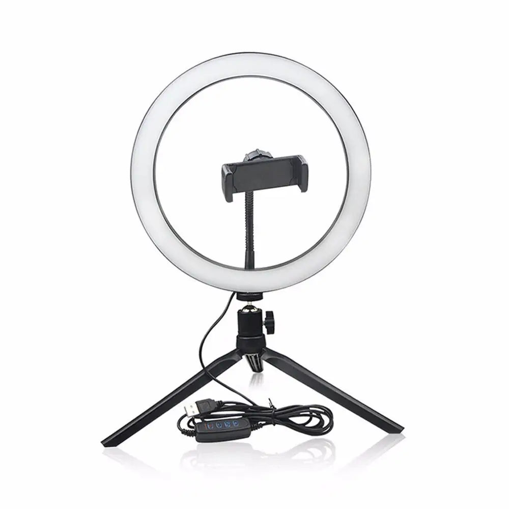 4in1 Dimmable USB LED Ring Light Mirror Tripod Stand Phone Holder Fr Live Makeup MLNshops]