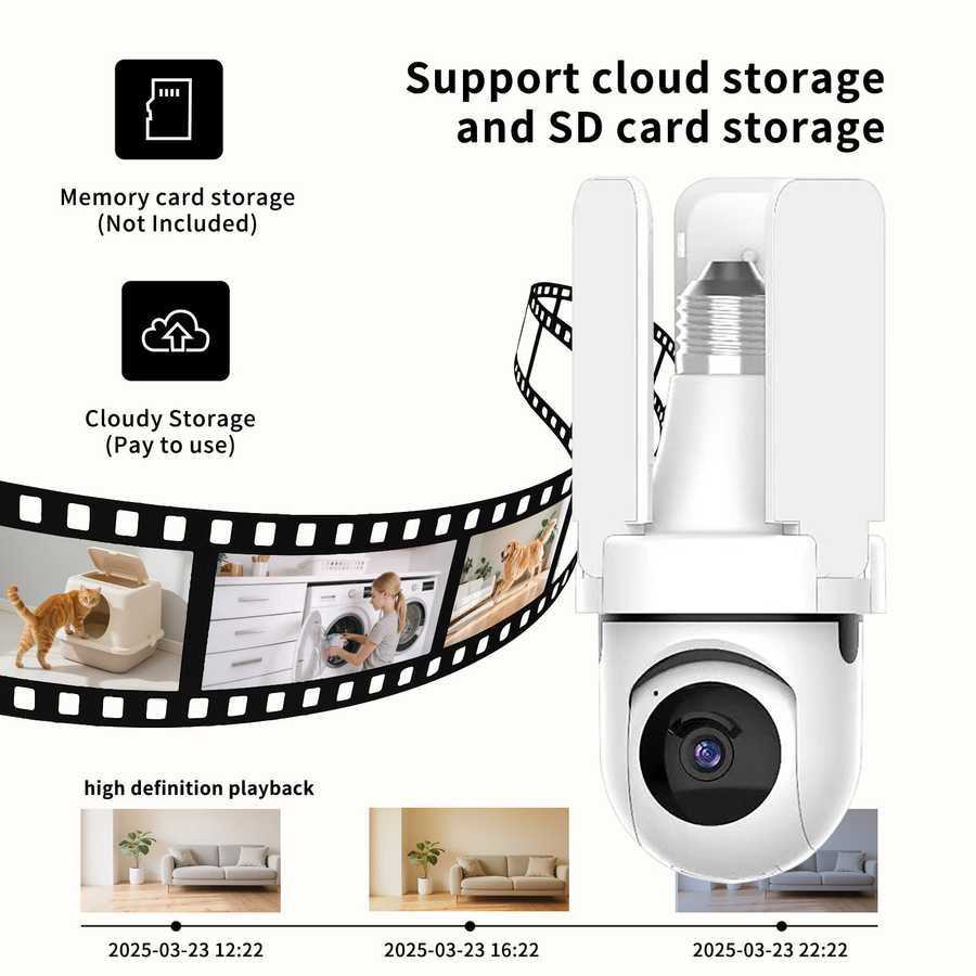 Home security camera with app control, real-time alerts, and 360-degree rotation
