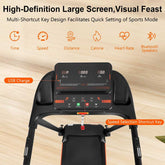 High-definition large screen treadmill display with quick sports mode access