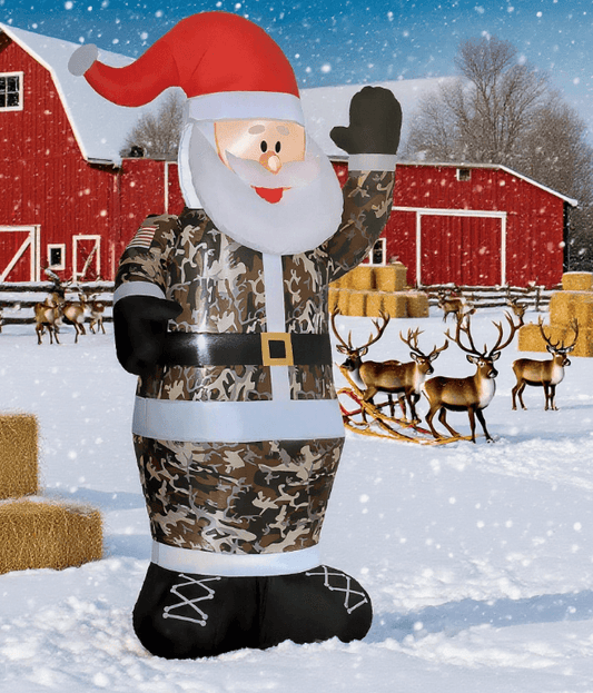 Christmas Inflatables Outdoor Decorations Santa Claus Wearing Camouflage Default