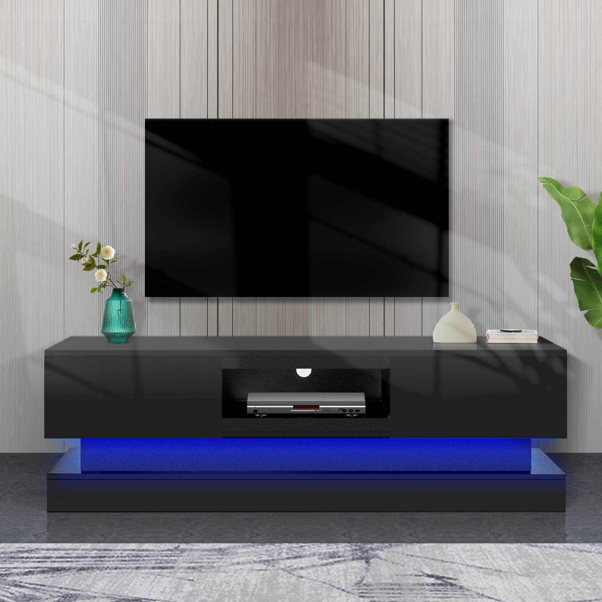 MLNshops 51 Inch Black TV Stand for Lounge with LED Light Default