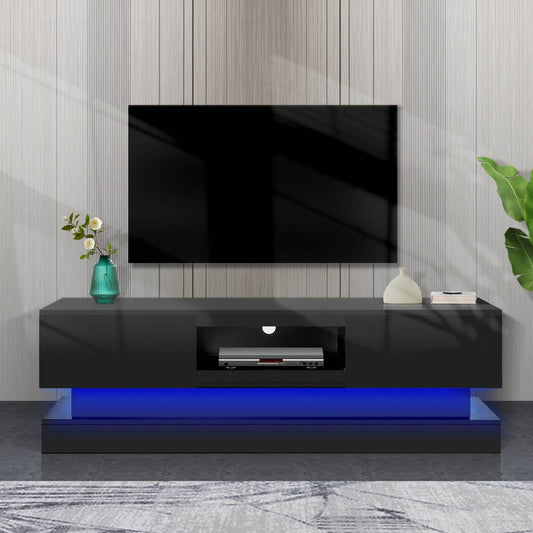 MLNshops 51 Inch Black TV Stand for Lounge with LED Light - MLNshops