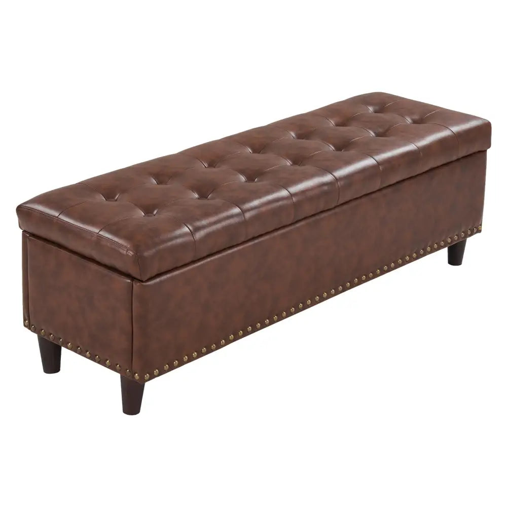 51 Inches 131*41*42cm Hot Stamping Cloth With Storage Copper Nails Bedside Stool Footstool Orange MLNshops]