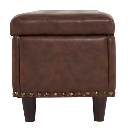 51 Inches 131*41*42cm Hot Stamping Cloth With Storage Copper Nails Bedside Stool Footstool Orange MLNshops]