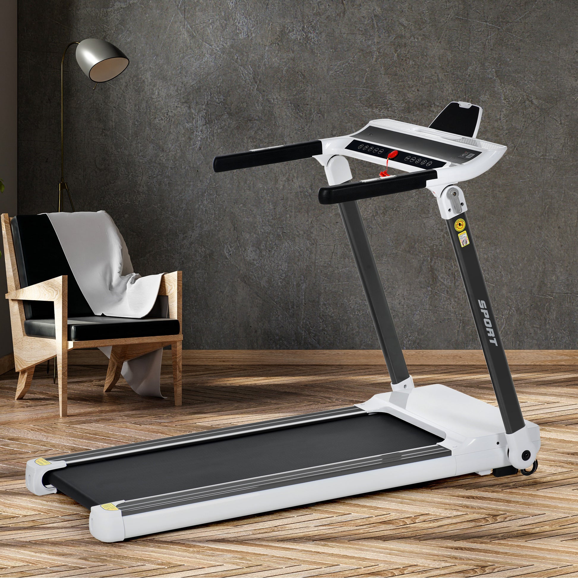 Portable Compact Treadmill;Electric Motorized 3.5HP;14KM/H;Medium Running Machine Motorised Gym 330lbs;Foldable for Home Gym Fitness