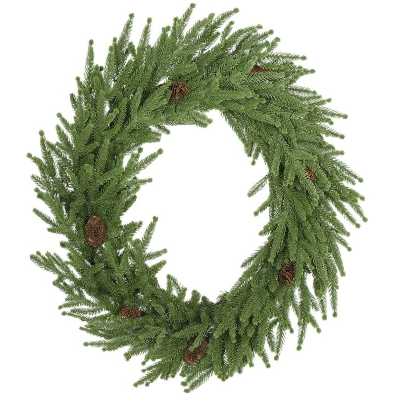 Christmas Wreath, Artificial Norfolk Pine Wreath with Pine Cones and 88 Realistic Branches for Door