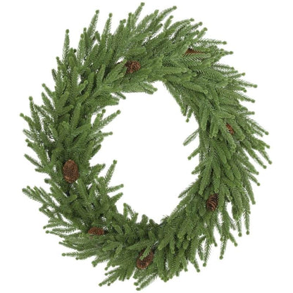 Christmas Wreath, Artificial Norfolk Pine Wreath with Pine Cones and 88 Realistic Branches for Door