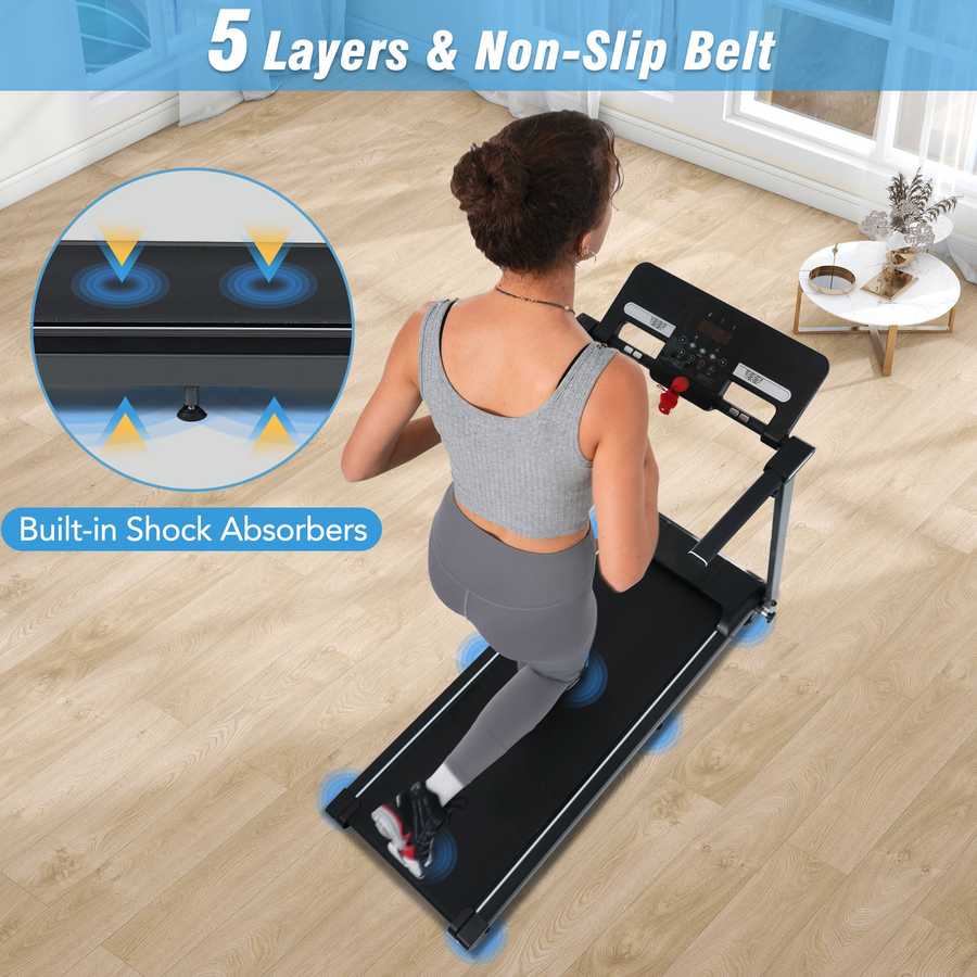 Treadmill with large running area and non-slip belt