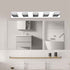 Bathroom setup with a large mirror above a sink, cabinets, and shelves.