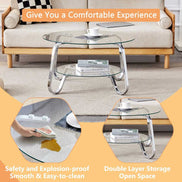 Vintage Metal Frame Coffee Table - Glass Top | 31.5 Inches with safety glass, easy-to-clean surface, and open storage design.