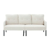 Beige sofa with black legs on a white background