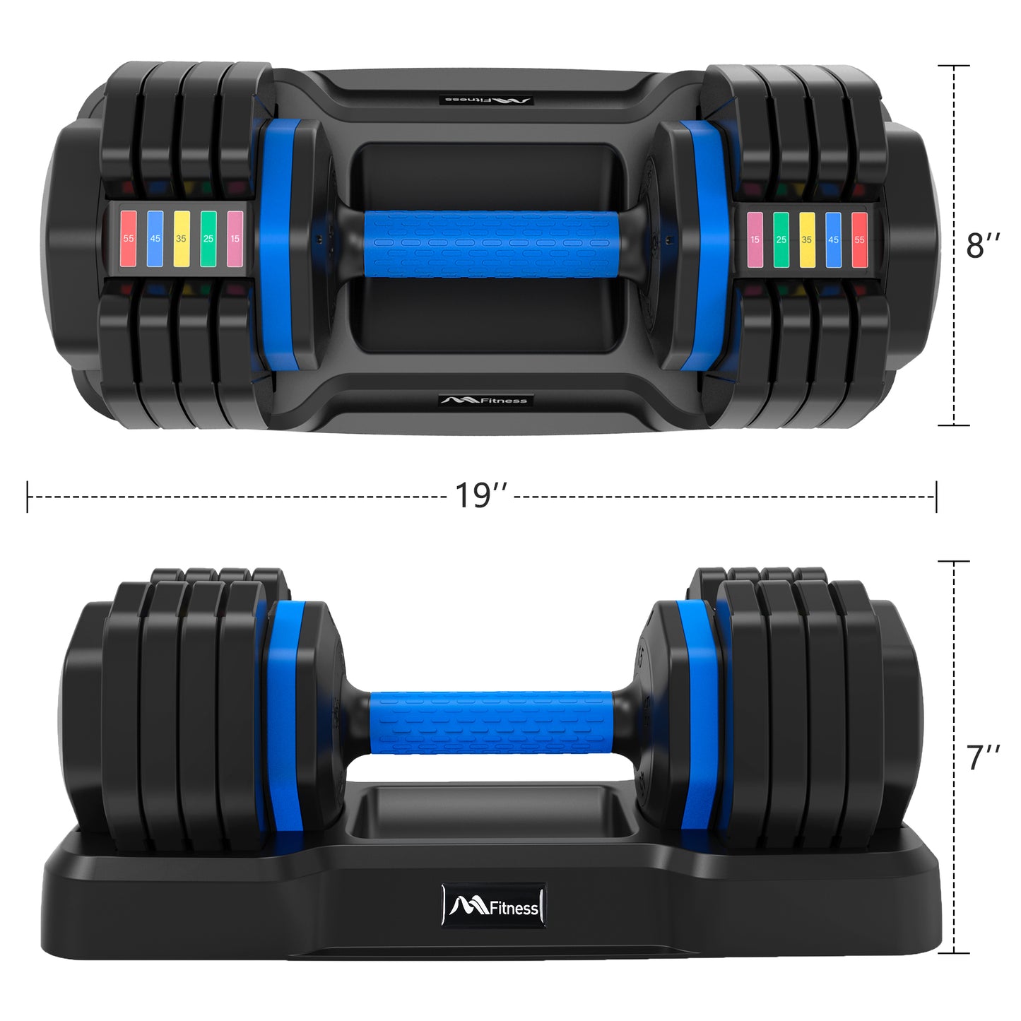 55lb Single Dumbbell with Anti-Slip Handle, Fast Adjust Weight by Turning Handle with Tray, Exercise Fitness Dumbbell Suitable for Full Body Workout MLNshops