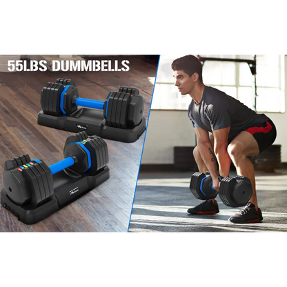 55lb Single Dumbbell with Anti-Slip Handle, Fast Adjust Weight by Turning Handle with Tray, Exercise Fitness Dumbbell Suitable for Full Body Workout MLNshops]