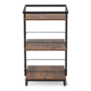 Wooden salon cart with wheels and multiple shelves
