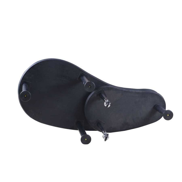 Underside of 360 Rotatable Coffee Table showing leg structure and rolling mechanism, highlighting its innovative storage design.