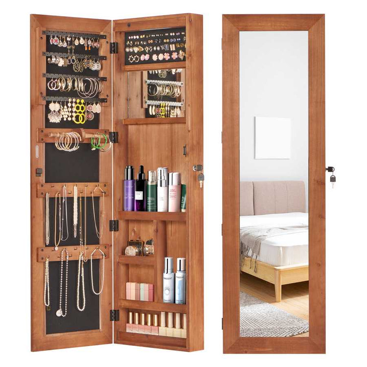 Jewelry Armoire with mirror and organized jewelry space