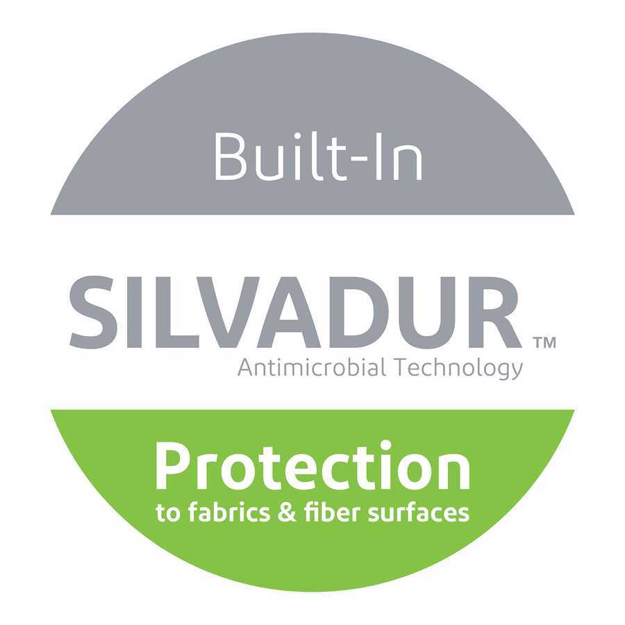 Silvadur antimicrobial technology logo used in Cotton Waffle Jacquard Bath Towels, promoting hygiene and fabric longevity in 6 piece set.