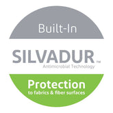 Silvadur antimicrobial technology logo used in Cotton Waffle Jacquard Bath Towels, promoting hygiene and fabric longevity in 6 piece set.