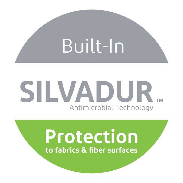 Silvadur antimicrobial technology logo used in Cotton Waffle Jacquard Bath Towels, promoting hygiene and fabric longevity in 6 piece set.