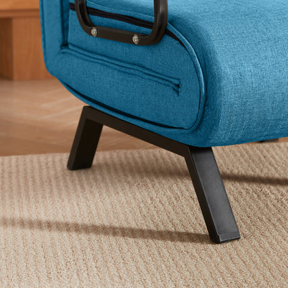 Angled black metal leg of the Convertible Folding Chair Bed - Compact & Multi-Functional, designed for stability in small space furniture.