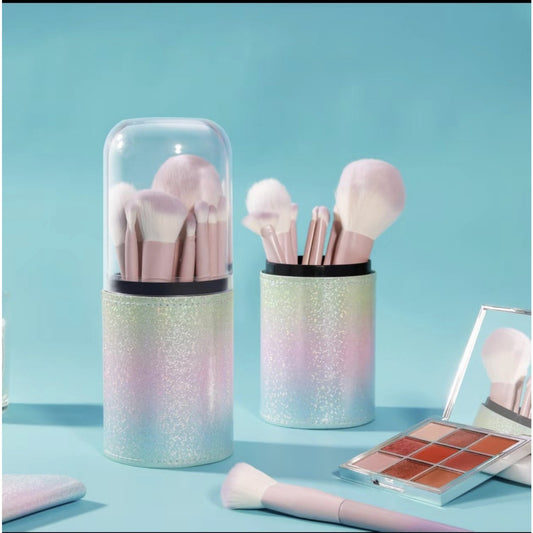 Lip & Makeup Brush Set - Seamless Makeup Tools | 3PCS & 10PCS in glittery gradient holders with soft bristles, ideal for blending and touch-ups.