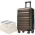 Set of durable 24-inch hardshell luggage with metallic finish, includes packing cubes, lightweight design, and four spinner wheels for travel.