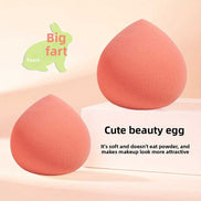 Peach-colored beauty blenders from the Pink Crystal Makeup Set offer soft, non-absorbent texture for smooth, even makeup blending.