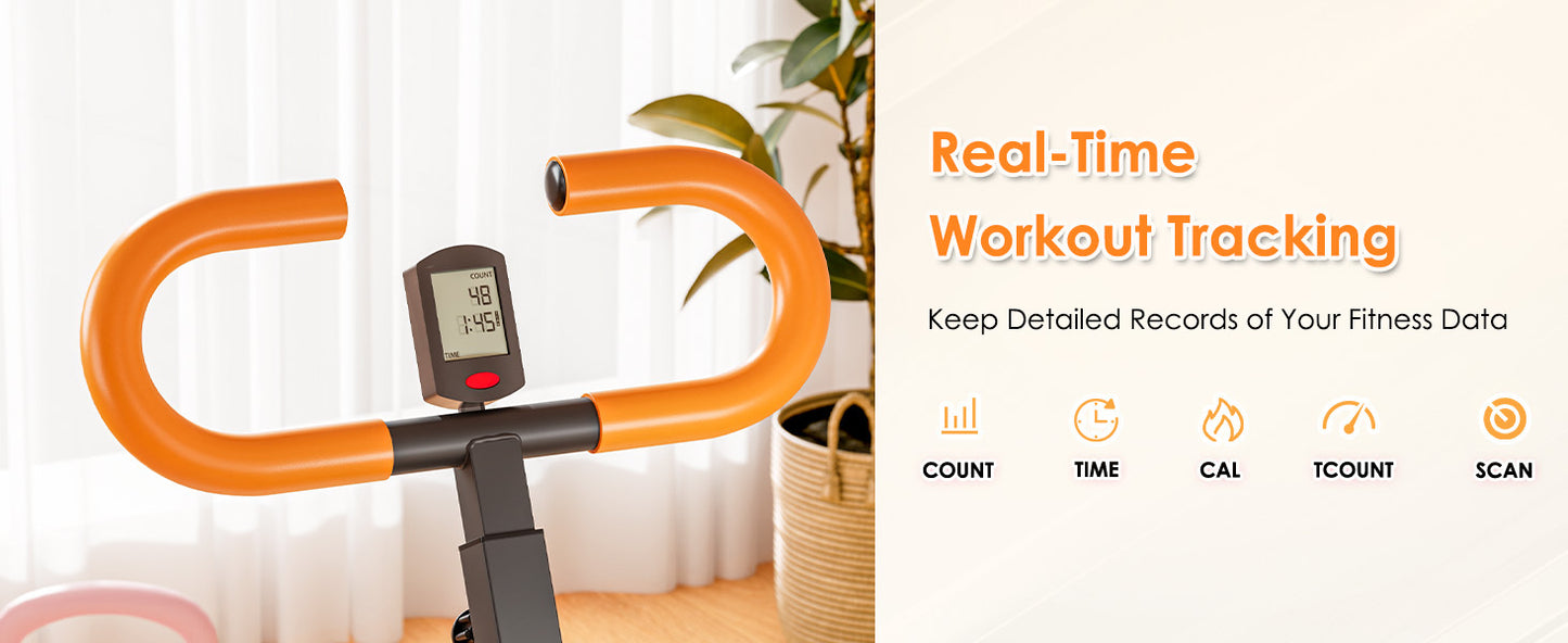 Digital monitor on Squat Machine Home - Adjustable Resistance showing real-time fitness data like time, calories, and reps.
