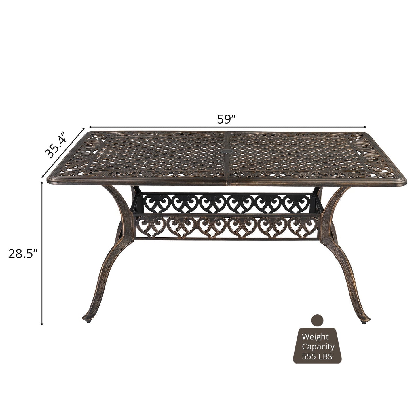 59in Desktop Mosaic Garden Cast Aluminum Table Bronze(WITHOUT CHAIRS)