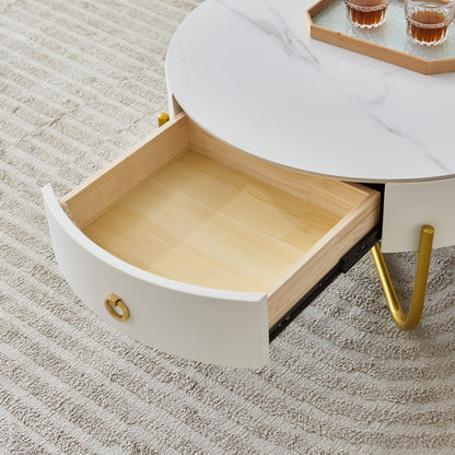 Modern Marble Nesting Table, Round Coffee Table Set.