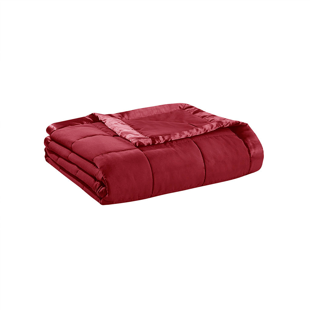 Folded Down Alternative Blanket Burgundy Twin - Budget Comfort showcasing compact storage and rich burgundy color.