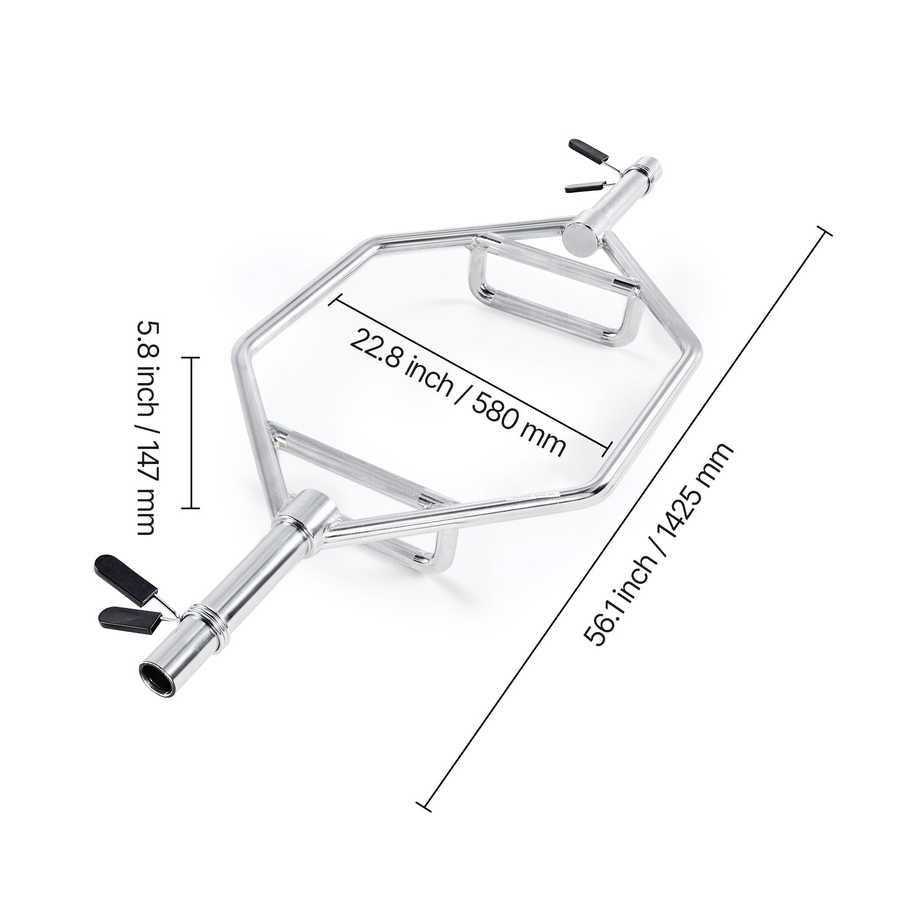 Hexagonal metal stand with dimensions labeled on a white background