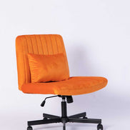 Angled view of the Orange Velvet Office Chair with soft velvet finish and ergonomic design for versatile home or office use.