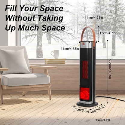 Portable Space Heaters for Indoor Use Large Room, 1500W Oscillating Ceramic Tower Space Heater with 3D Flame Portable Electric Heater with 3 Wind Modes 59-104℉Heating Remote Control 12H Timer Overheat Tip-Over Protection for Bedroom Office