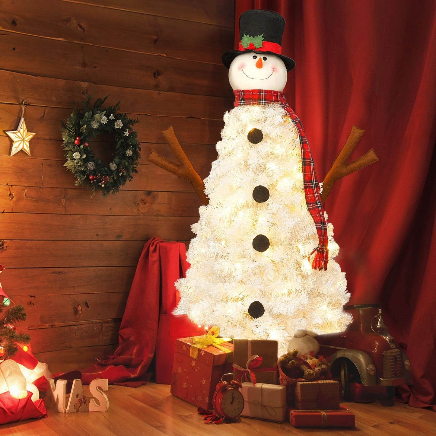 4ft Snowman Christmas Tree -Shaped Christmas Tree with Light