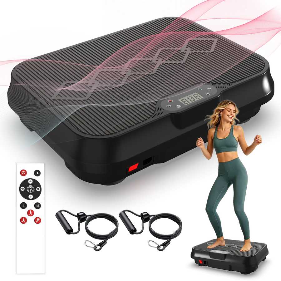 Vibration plate with control buttons and digital screen