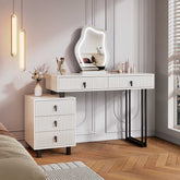 Bedroom vanity with LED mirror and storage cabinet