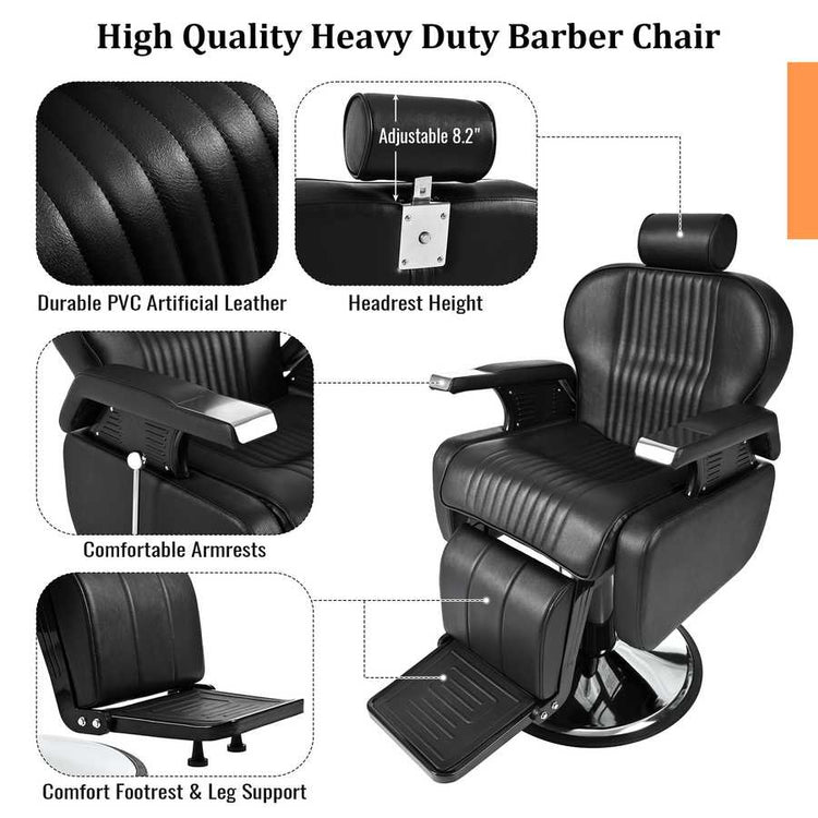 Heavy Duty Reclining Barber Chair,All Purpose Hydraulic Recline Barber