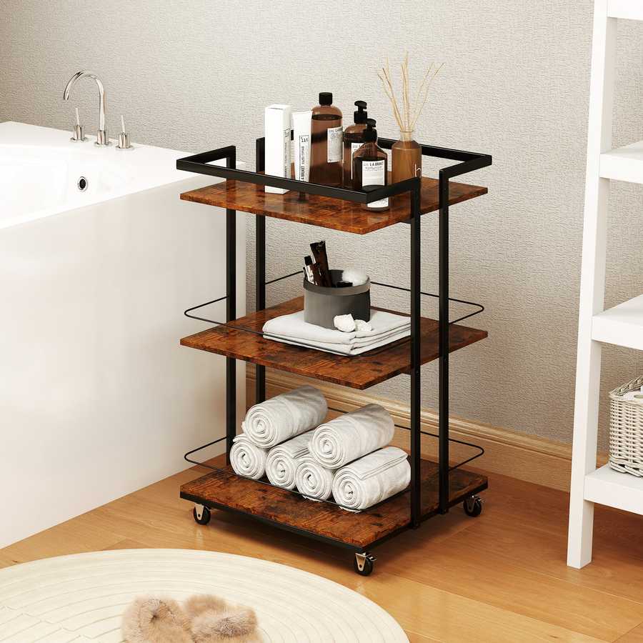Multi-tier salon cart with wheels for home and salon