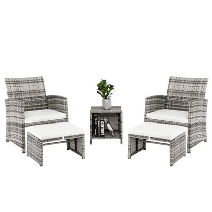 5pcs 2 Chairs 2 Footstools 1 Coffee Table Combination Sofa Gray Gradient MLNshops]