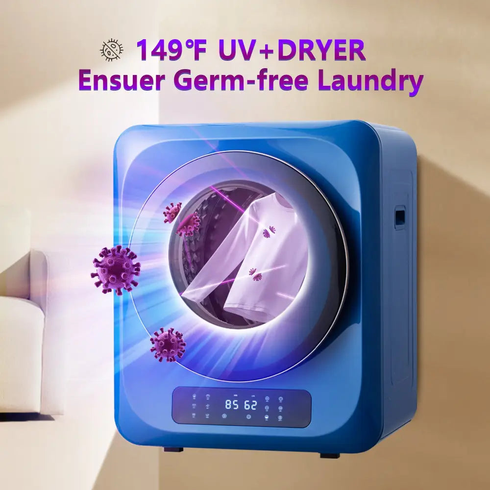 6.6lbs Portable Mini Cloth Dryer Machine FCC Certificate PTC Heating Tumble Dryer Electric Control Panel,Blue Body with Black Door MLNshops]