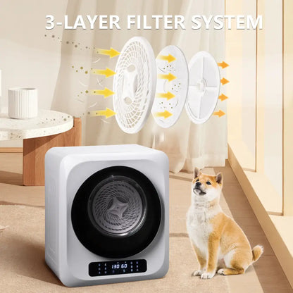 6.6lbs Portable Mini Cloth Dryer Machine FCC Certificate PTC Heating Tumble Dryer Electric Control Panel,White Body with Glass Door MLNshops]